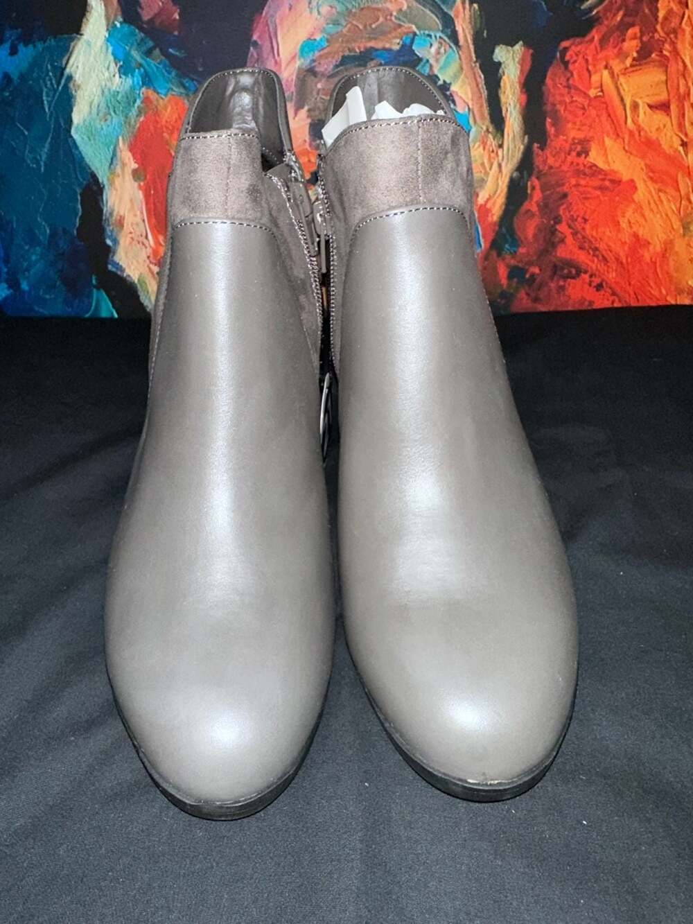 No.21 Giani Bernini Abalina Memory Foam Faux Leather Grey Ankle Booties